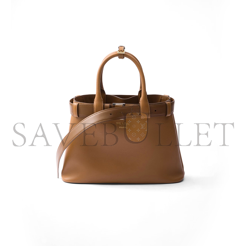 PRADA BUCKLE LARGE LEATHER HANDBAG WITH BELT 1BA416 (37.5*27.5*14cm)